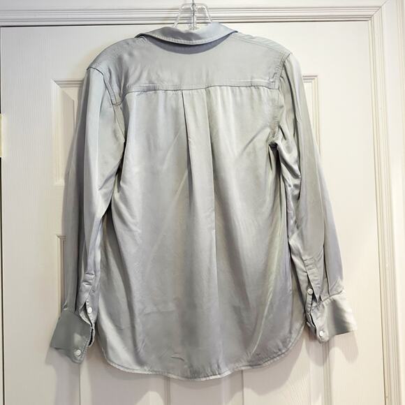 Club Monaco Carpenter Shirt Cloud Gray Silver Long Sleeve Button Front Top SMALL - Picture 7 of 13